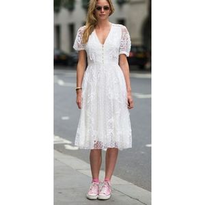 FRNCH PARIS burnout Tropical Leaf print button down midi dress